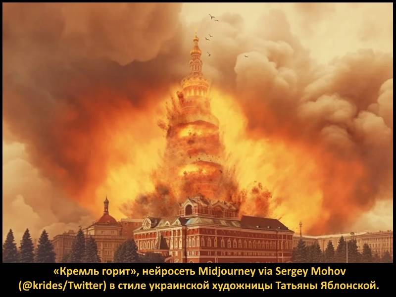 Кремль горит, ИИ в стиле Яблонской